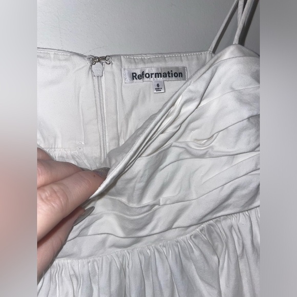 Reformation Catarina Ruched White Mini dress 🤍 sz 6 - Picture 15 of 16
